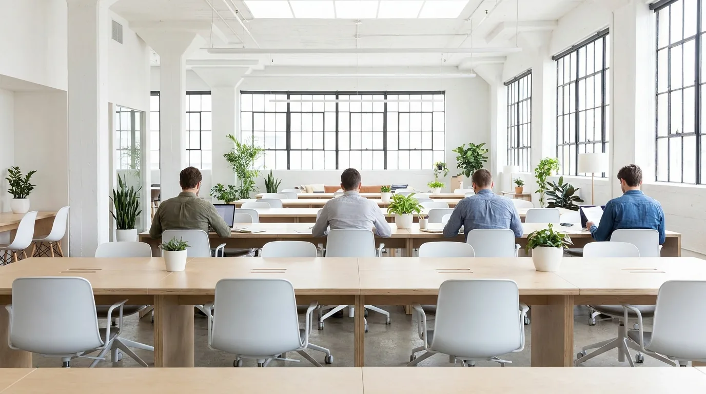 CPA vs bookkeeper: an open-plan office with people working at separate desks