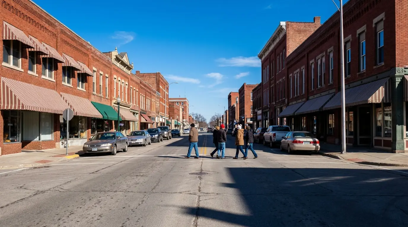 Grand Rapids city income tax: pedestrians crossing a downtown Michigan main street