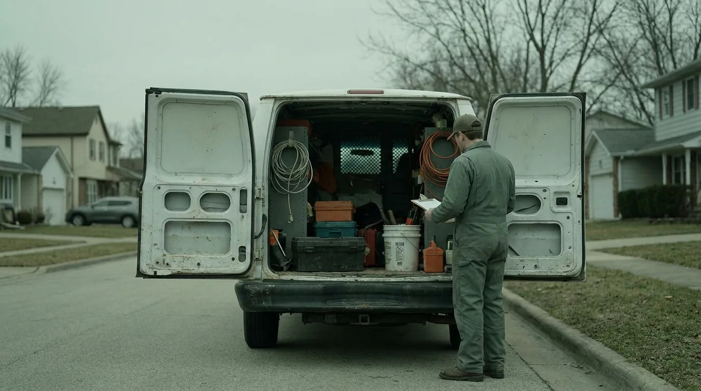 Small business tax deductions checklist: a tradesperson with a clipboard at the back of a work van